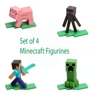 Set of 4 Plastic Minecraft Figures NEW Cake Toppers
